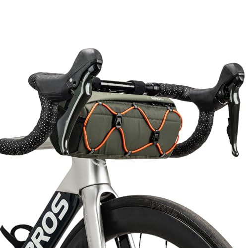 ROCKBROS 自転車 フロントバッグ ハンドルバーバッグ 2.2L大容量 2WAY 自転車バッグ 六角デザイン 小物入れ 軽量 ショルダーベルト付き ベルクロ固定 3点固定 取り付け簡単 ロードバイク マウンテンバイク サイクリング (グリーン)