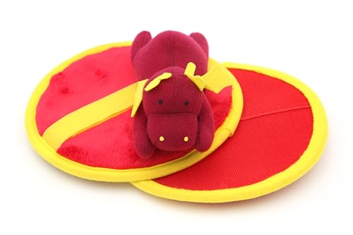 Klettballspiel mit Plüschtier | Wurfspiel für Kinder ab 3 Jahren zum Werfen und Fangen lernen | Klettball Set, Catch Ball, Kinder Fangballspiel mit Wurftier (Drache Damian (Dragon) - Rot)