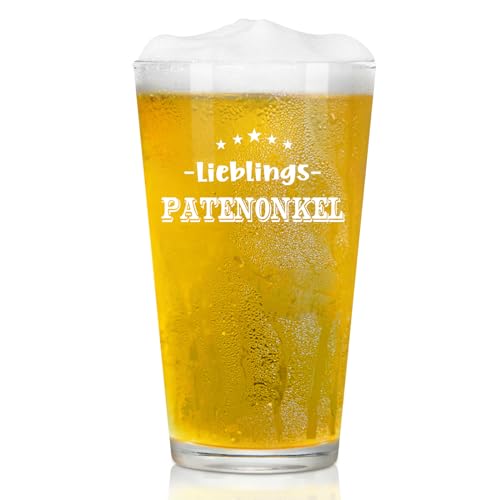 Joymaking Bierglas Personalisiert - Lieblingspatenonkel Patenonkel Geschenk Kleines Dankeschön Geschenk Bester Patenonkel Geschenke zum Geburtstag Vatertag Weihnachten 15oz