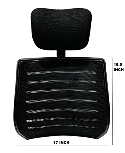 Image of GOYALSON Office Chair Visitor revolving Chair Spare Parts Accessories Net Back with nut Bolts and Key fit to Every Chair (Black, Chair Back with Headrest)