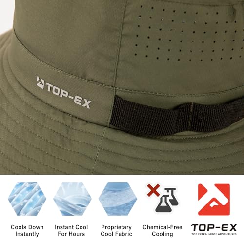 Image of Mens Wide Brim Golf Bucket Cooling Sun Hat L XL Extra Large Size UV Protection Boonie Sunhat Summer Hiking Outdoor Fishing SPF50 Army Green
