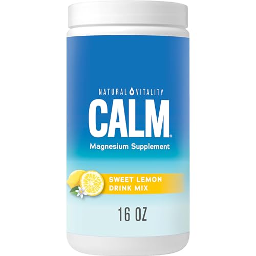 Natural Vitality Calm, Magnesium Supplement, Anti-Stress Drink Mix Powder, Gluten Free, Vegan, & Non-GMO, Sweet Lemon, 16 oz