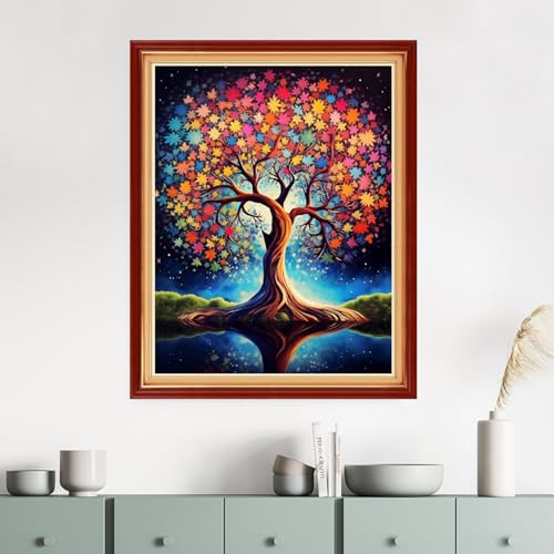 Image of Dimensean Stamped Cross Stitch Kits Full Range of Embroidery Patterns Starter Kits for Beginners Adult DIY Cross Stitches Needlepoint Kits 11CT- Magic Tree 16x20 inch