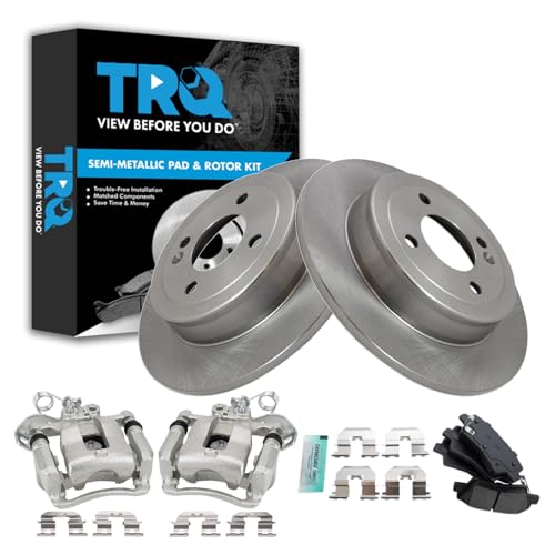 Image of TRQ Rear Brake Pad & Rotor Kit Semi-Metallic Compatible with 2012-2017 Kia Rio