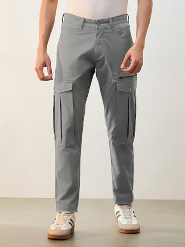 Image of NOBERO Men's Utility Cargo Pants | Cargo Pants for Men | Regular Fit | Multi-Pocket Utility Design | Durable Woven Fabric | Everyday Wear