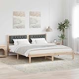 QJBSAVVA Bettgestell 160x200 Dunkelgrau Massivholz Kiefer mit Kopfteil...