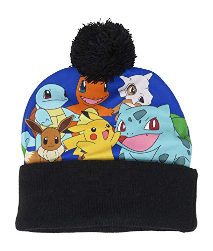 Gorro de punto de Pikachu Bordado Pokémon Starters negro de invierno de talla única 2