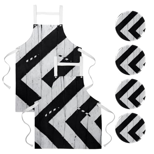 Tablier de cuisine lot de 2 imprimé planche en bois avec 4 broches