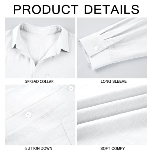 Runcati Womens Button Down Shirts Linen Cotton Long Sleeve Blouse Tunic Tops Cover Up Shirt Loose Beach Bikini Dress thumb #4