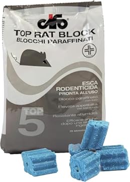 CIFO Veleno per Topi e Ratti, Esca Ratticida e Topicida in Blocchi Potente e Appetibile, Aroma Zuccherina per Interno, Esterno e Casa, con Amaricante per Bambini e Animali Domestici.