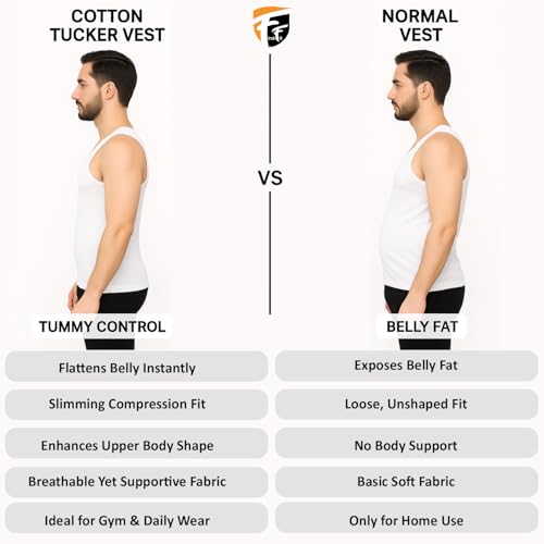 Image of FF Mens Cotton Compression Shirt Slimming Body Shaper Vest Sleeveless Waist Trainer Workout Tank Top Tummy Control Shapewear
