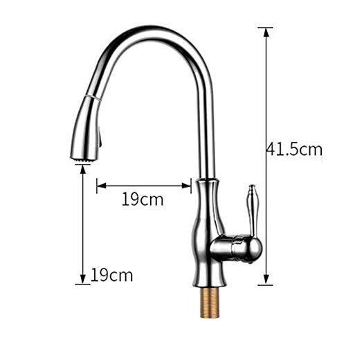 Robinet évier cuisine avec douchette rétractable 2 modes jet laiton