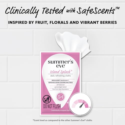Image of Summer's Eve Feminine Wipes, Island Splash, Individually Wrapped Vaginal Wipes, Feminine Care to Help Remove Vaginal Odor, Gynecologist Tested, 12 Wipes