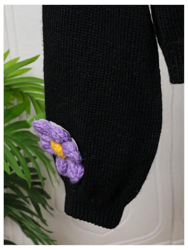 Girl's 3D Floral Cardigan Sweater Cute Long Sleeve Open Front Knit Fall Lightweight Knit Tops3