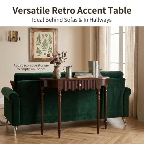 Consola recibidor de madera Walnut mesa de pasillo para espacios pequeños 7