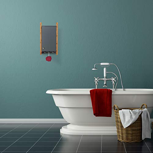 Relaxdays Bathroom Hanging, Wall Cabinet with Bamboo Frame & 3 Hooks, Bath Cupboard, HWD 58 x 31.5 x 15 cm, Dark Grey Relaxdays Bathroom Hanging, Wall Cabinet with Bamboo Frame & 3 Hooks, Bath Cupboard, HWD 58 x 31.5 x 15 cm, Dark Grey