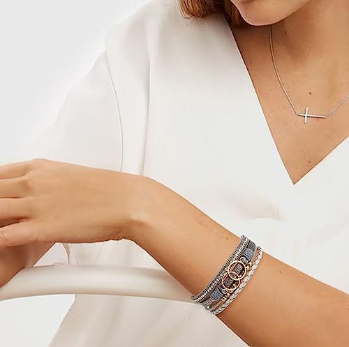 3Pack Leather Wrap Bracelet Set for Women Wrist Cuff Bracelet Multilayer Wrap Bracelet Magnetic Clasp Bracelet4