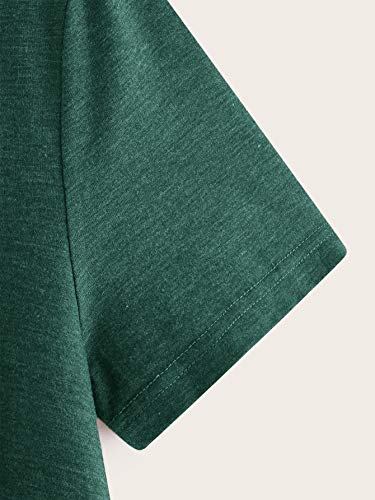 Romwe Women's Plus Size Loose Ruffle Hem Short Sleeve Casual Peplum Blouse Top Dark Green 3Xl #TOP3