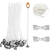 Kit de Mechas de Vela, 100 Piezas Mechas de Velas para Hacer Velas, con 2 Piezas Soporte Mechas, Herramientas de Artesanía de Velas, para Herramientas Artesanales Velas Bricolaje, 20 cm/7,87in