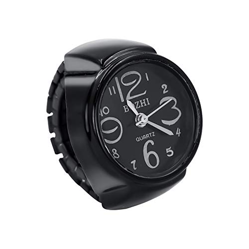 Vintage Ring Watch - DreamsEden Round Fashion Roman Numerals Finger Watch with Gift Box and Greeting Card (Black White)