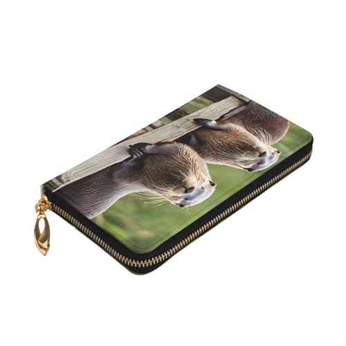 Cute Otter Long Leather Wallet,Large Capacity Soft Pu Leather Purse For Women With Multiple Card Slots Phone Pocket And Zipper Coin Purse Stylish Phone Card Holder Clutch3