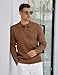 COOFANDY Mens Polo Sweater Long Sleeve Casual Textured Knit Stretch Pullover Sweaters Fall Winter Brown
