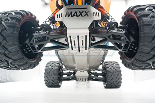 Image of V2 Stainless Steel Chassis Skid Plate Protector Guard Armor Front + Center + Rear 5pcs for Traxxas V2 1 /10 Newest Wide Maxx 89086-4 - Hollow