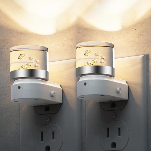 L LOHAS LED Night Light, 2 Pack Night Lights Plug into Wall, 3000K Soft Light LED NightLights, Built in Dusk to Dawn Sensor Bubble Wall light for Hallway, Bathroom, Rooms