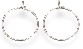 KISSITTY 20pcs 316L Stainless Steel Wine Glass Charm Rings Earring Open Beading Hoops 15mm 0.6inch