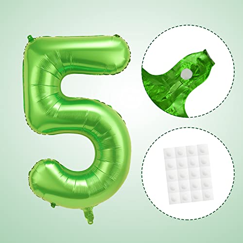 40 Inch Number 5 Balloon Dinosaur Balloon, Large Number Balloon Green Aluminum Foil Balloon Cute Dinosaur Balloon For Boys Girls Birthday Party Anniversary Celebration Decoration #TOP2