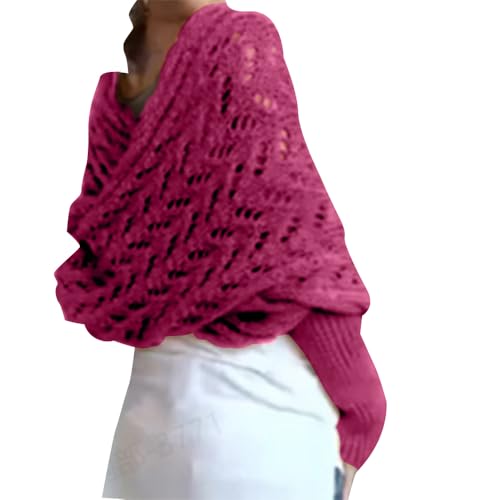 Image of Knitted Cable Wrap for Women Multifunctional Scarf with Sleeves Crochet Sweater Scarf with Sleeves