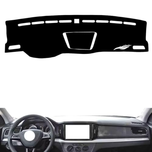 leather dash board cover mat Compatible with SkodaSkoda kamiq ，dashboard cover(Black)