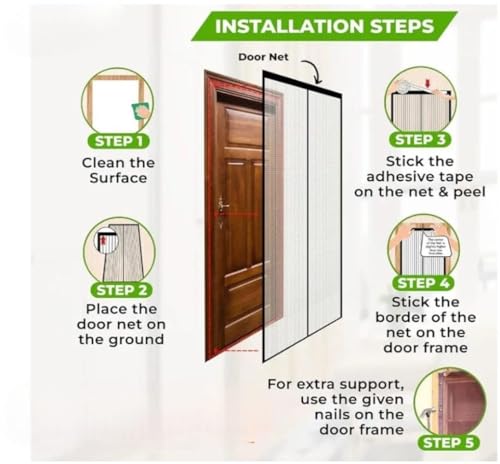 Image of Polyester Magnetic Mosquito Net for All Door Types & Sizes, Auto-Closing Insect Screen /Curtain to Keep Mosquito Out-100 * 210 (Polyester Mosquito Net-W)