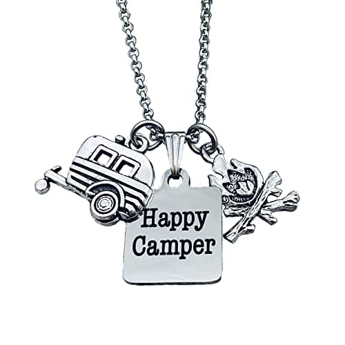 Happy Camper Necklace with Choice of Accent Charm and