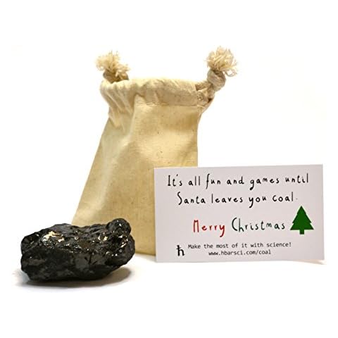 hBARSCI Santa's Christmas Coal with Science Experiment - Large Lump of Genuine American Coal in Premium Cotton Bag (Egg/Golf Ball Size, 2.5" x 2" x 1.5") - Ideal for Stocking Stuffers, Gag Gifts Cover