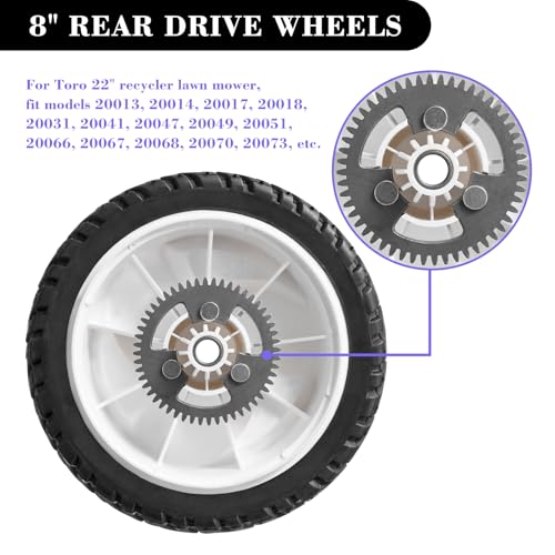 Cluparis 105-3036 Wheel Gear Assembly, 8 inch Mower Wheels Replace for Toro 20041 20066 20017 20068 20073 Drive Recycler Lawn Mower, 2 Pack