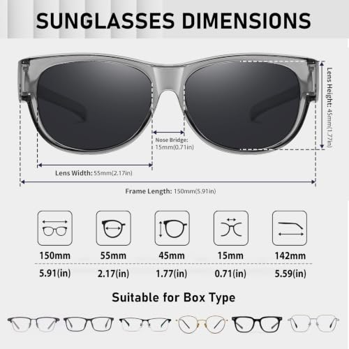 Image of HAOLOTA Sunglasses that Fit-Over Glasses Women Polarized, Trendy Cat Eye Sunglasses Wear Over Glasses, UV Protection
