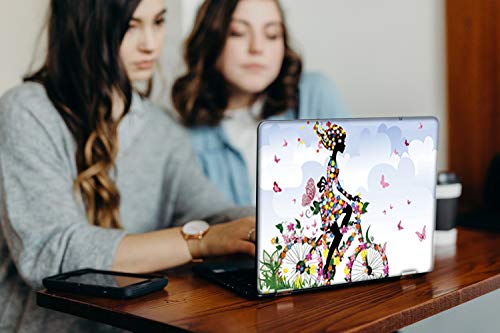 Image of Galaxsia Butterfly Happy Girl Vinyl Laptop Skin /Sticker /Cover /Decal Compatible for Any 14 Inches Laptop (Hp /Dell /Sony /Acer /Lenovo /Asus. Etc) Or Notebook.