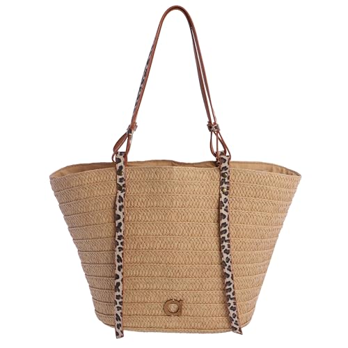 AMICHI | Bolso shopper mujer | Bolso mujer de rafia diseño artesanal para verano, Soleil (Beige)