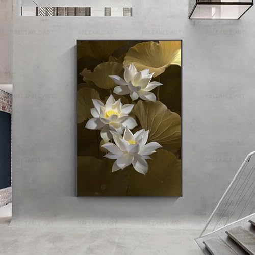 Impression toile murale lotus blanc grand format salon