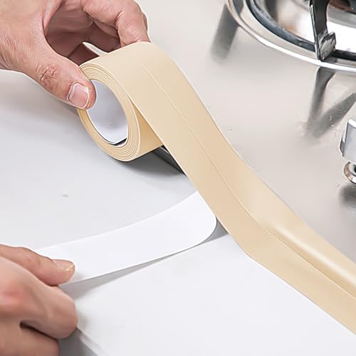 Image of 3 Rolls Caulk Tape Waterproof Sealing Self Adhesive, Caulking Sealant Strip for Bathroom Toilet Kitchen with Sealing Tool