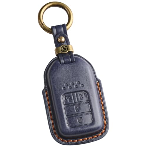 【smasol】互換品 フリード キーカバー 本革 高級 スマートキーケース ホンダ オデッセイ Freed plus ステップワゴン スマートキーカバー 4ボタン Honda 納車祝い ギフト (3D高級本革 / 4ボタン ネイビー)