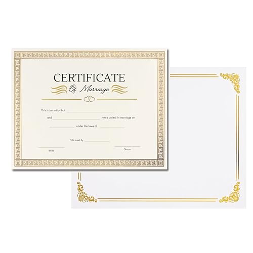 Marriage Certificate, Gold and Ivory Design