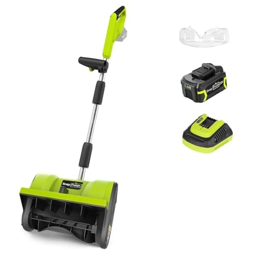 SnapFresh 20V Snow Shovel Cordless, 12" Electric Snow Thrower kit,4.0Ah Battery and Fast Charger Included (Green)