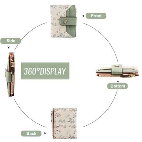 Image of PALAY Small Wallet for Women Stylish PU Leather Boho Flower Mini Ladies Purse with 7 Card Slots, 1 ID Window, 1 Zipper Coin Pocket Credit Card Holder Wallet Gift Bifold Wallets for Woman
