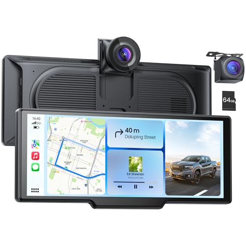 Avaett 9 26 Tragbarer CarPlay Display für Apple CarPlay & Android Auto mit 4K-Dashcam & HD-Rückfahrkamera Auto Display mit Stärkste Bluetooth 5.2 OTA-Updates Sprachsteuerung & GPS-Navigation