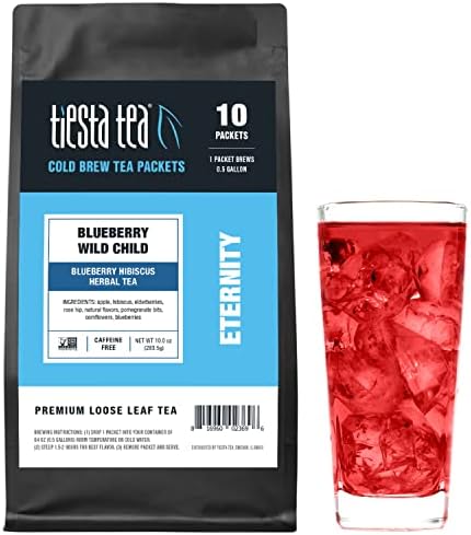 Tiesta Tea - Blueberry Hibiscus Cold Brew Herbal Tea, Blueberry Wild Child, 10 Cold Brew Tea Packets, Brews 1 Family-Sized Pitcher Each, All Natural, No Caffeine