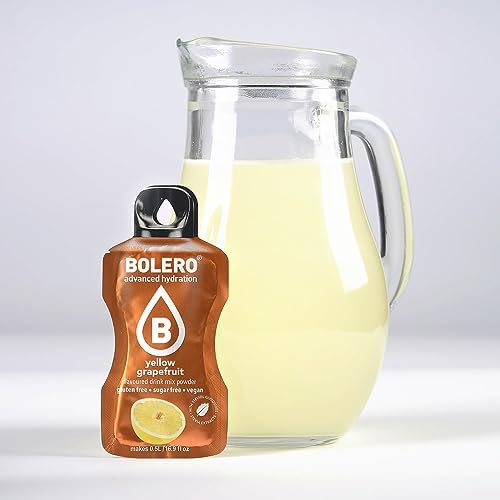 Bolero YELLOW GRAPEFRUIT 24x3g | Saftpulver ohne Zucker, gesüßt mit Stevia + Vitamin C | geeignet für Kinder, Sportler und Diabetiker | glutenfrei und veganfreundlich | Gelber Grapefruitgeschmack