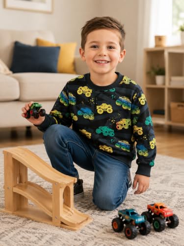 Image of Popshion Toddler Boys Sweatshirt Cotton Lightweight Kids Winter Warm Sweater Crewneck Pullover Tops