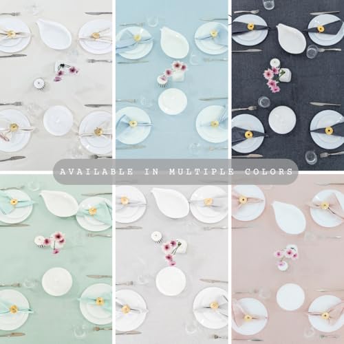 Image of Embroidered Edge Trim Tablecloth - (100% Cotton) 8 Seater Rectangle Tabelcloth- Sky Blue